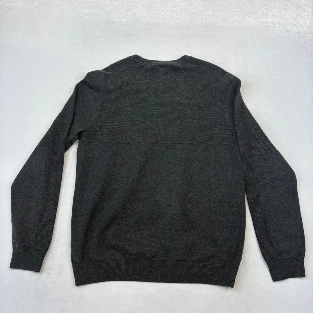 FLX Crewneck Sweater Mens Medium Gray Textured Knit Long Sleeve Pullover New